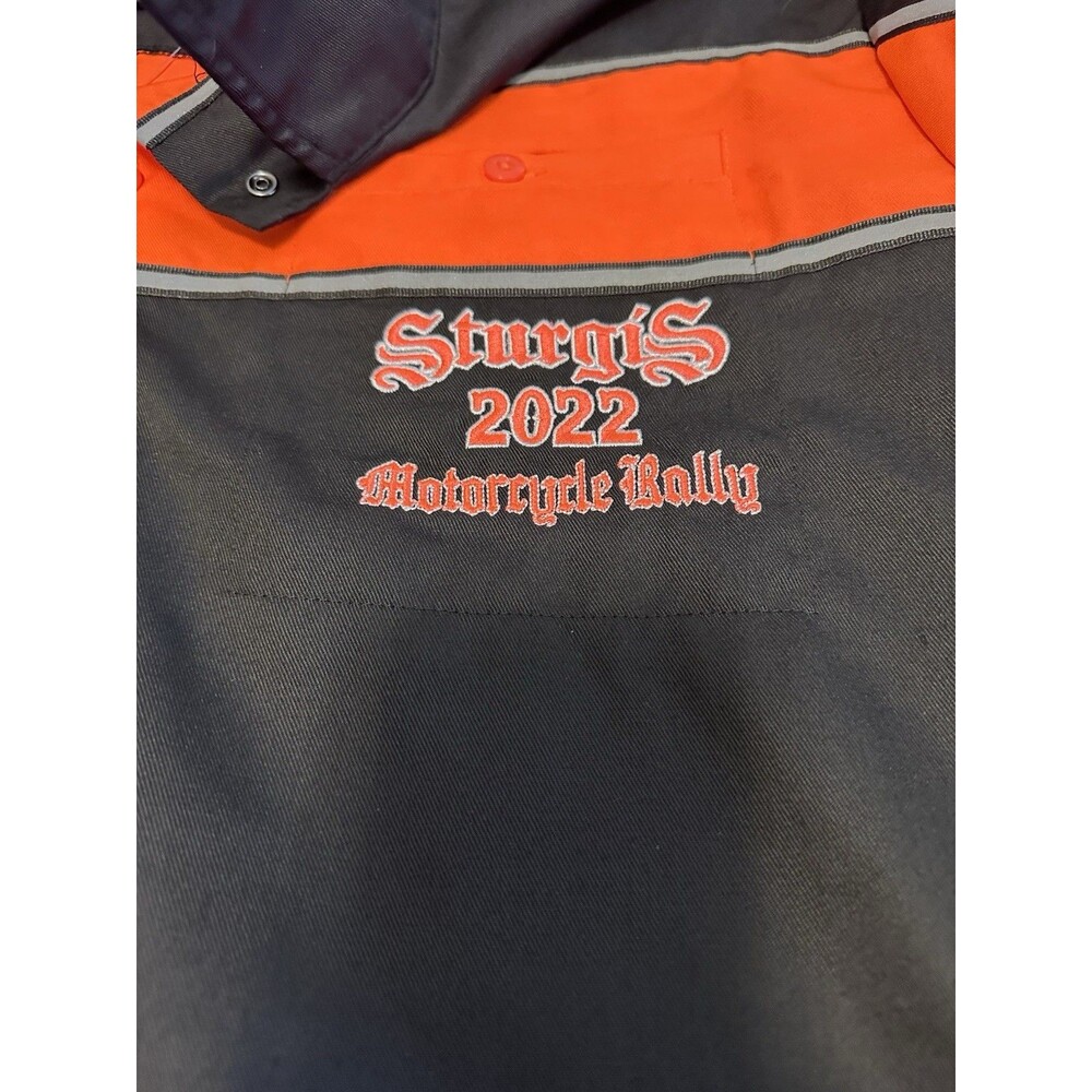 NWT Biker Wear L Orange/black Button Up Shirt‎ Sturgis 2022 Motorcycle Rally - Picture 2 of 5